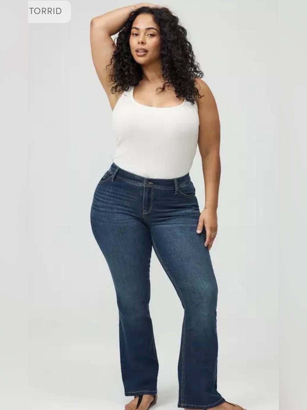 Torrid Curvy Luxe Slim Bootcut Super Stretch Jeans in Dark Wash 16